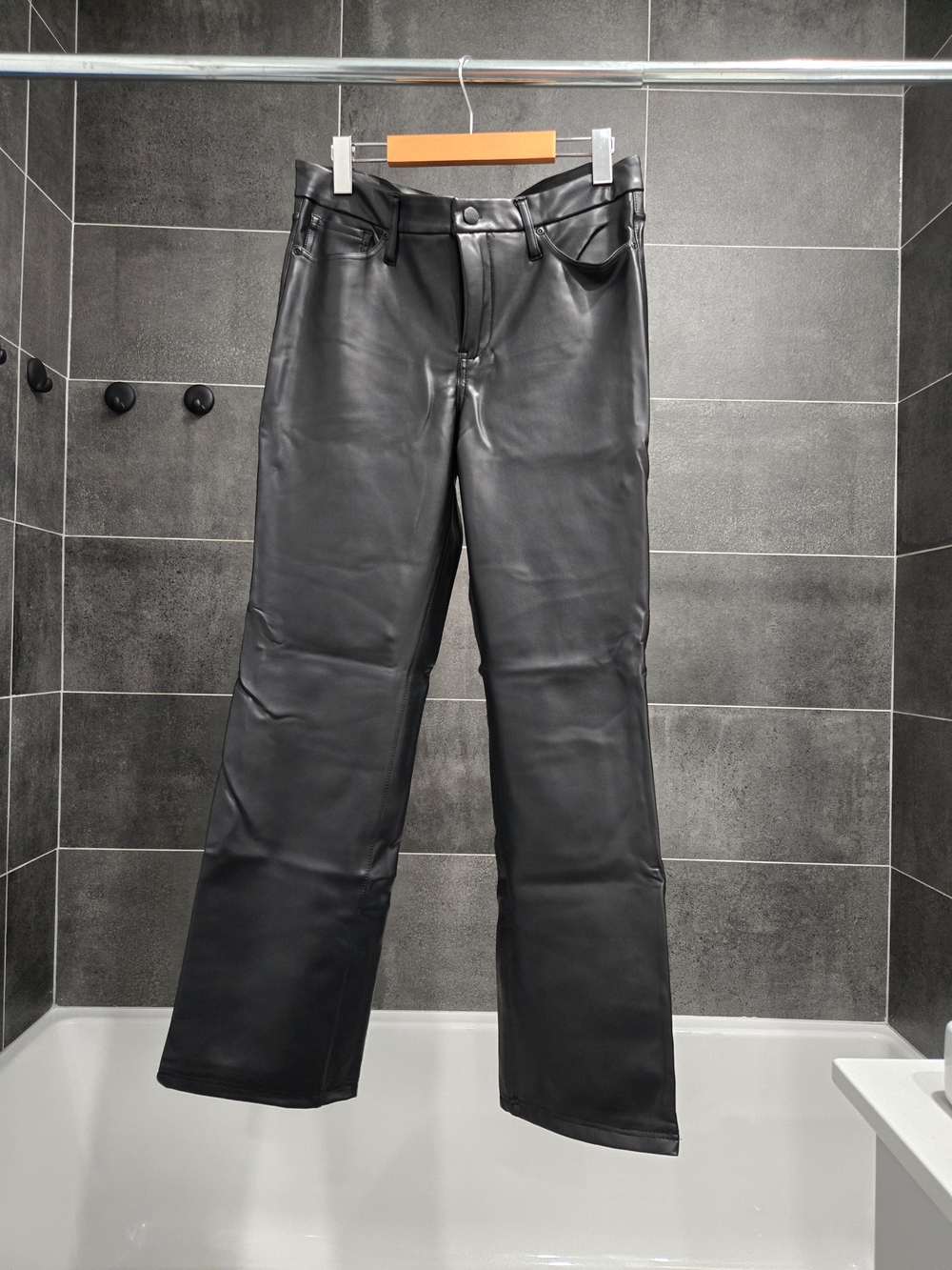 NYDJ Black Faux Leather Straight-Leg Pants